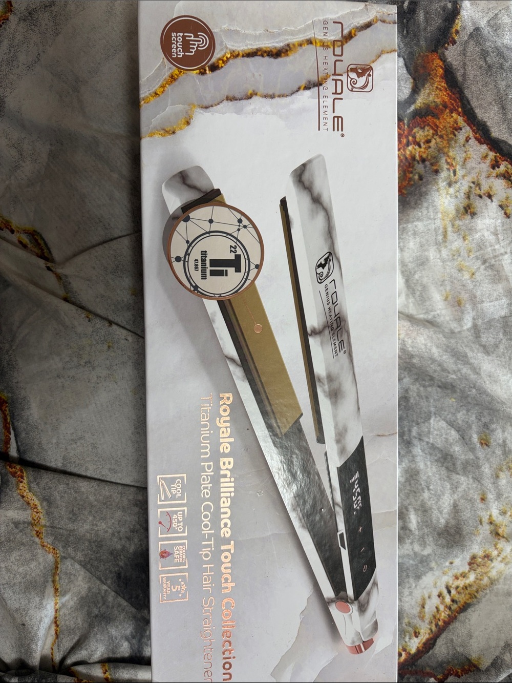 Royale Brilliance Touch Collection White Marble & Gold Hair Straightener